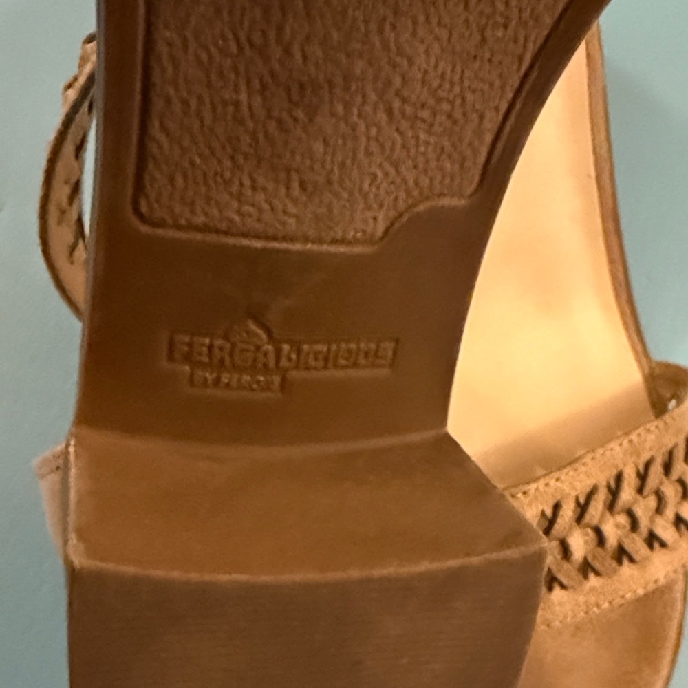 Fergalicious Tan Woven Heels - Picture 2 of 9